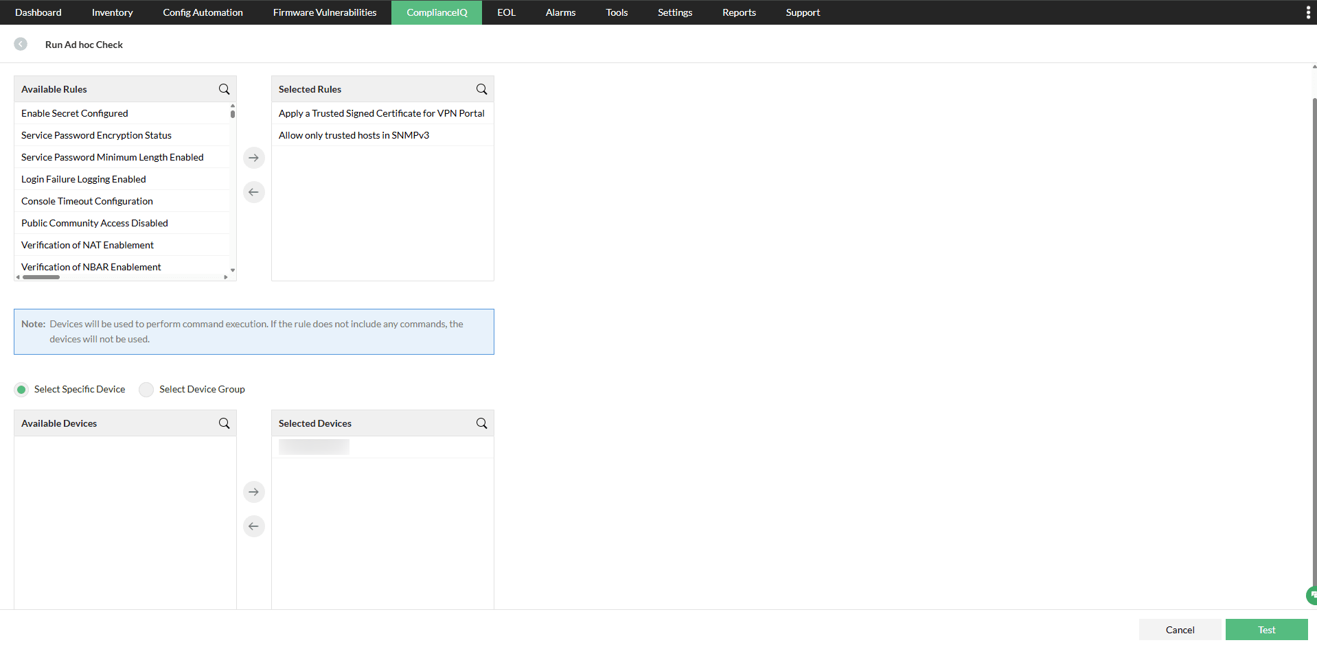 Run Ad Hoc Check