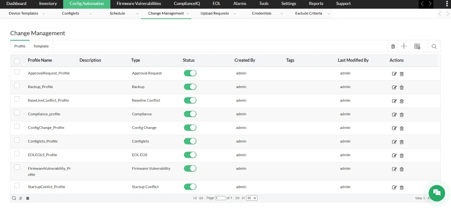 Profile list in NCM