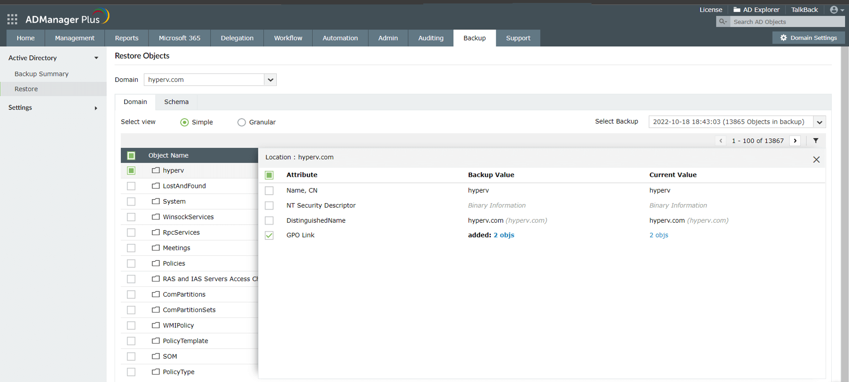 recover active directory user
