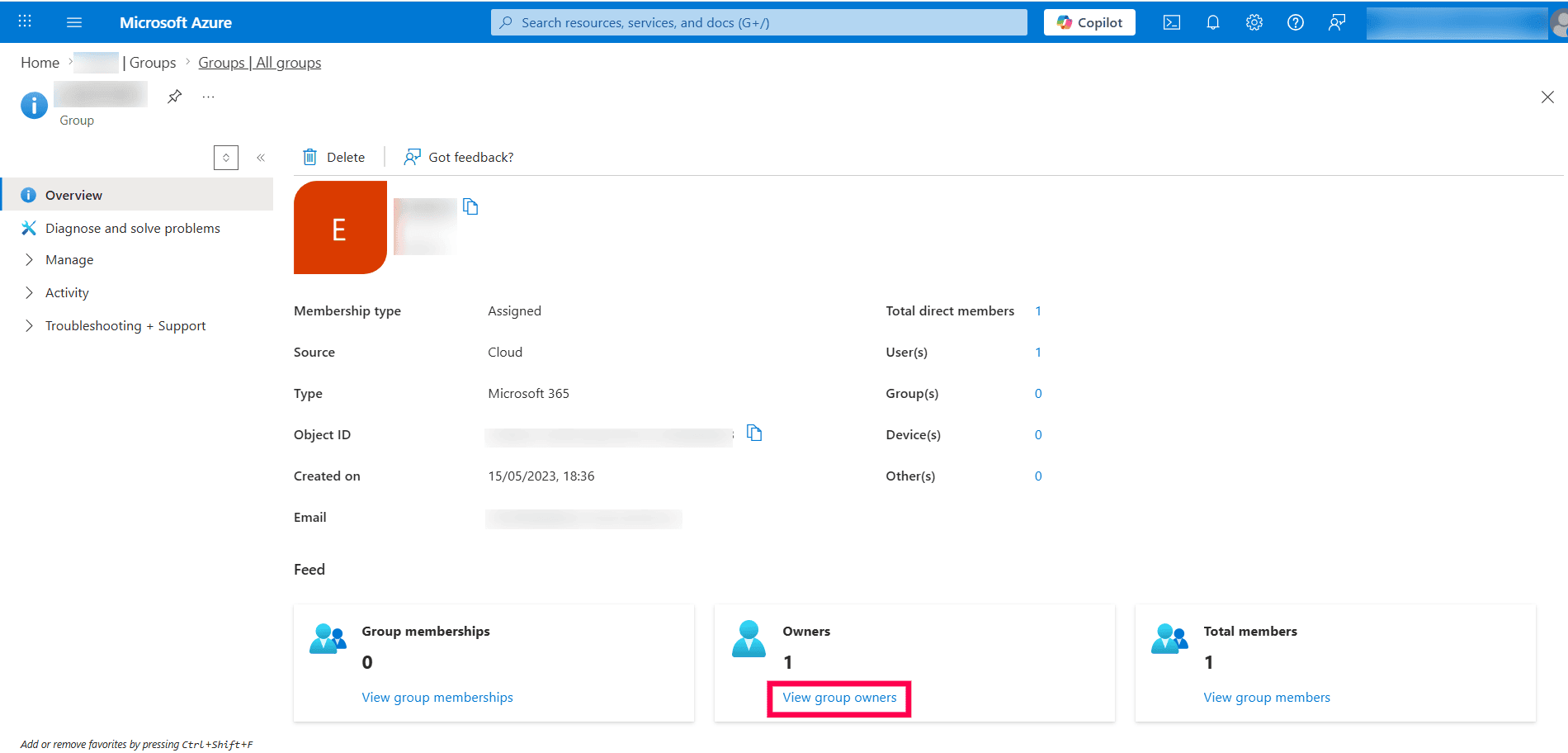 Viewing a group owner in Microsoft Entra ID