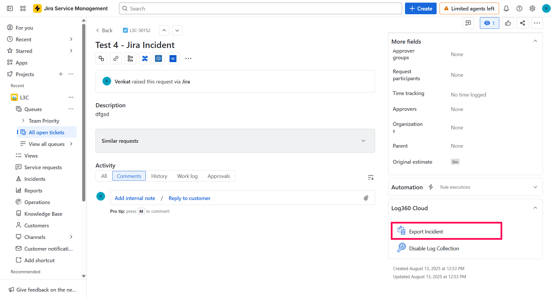 Jira Service Desk On-Demand Integration