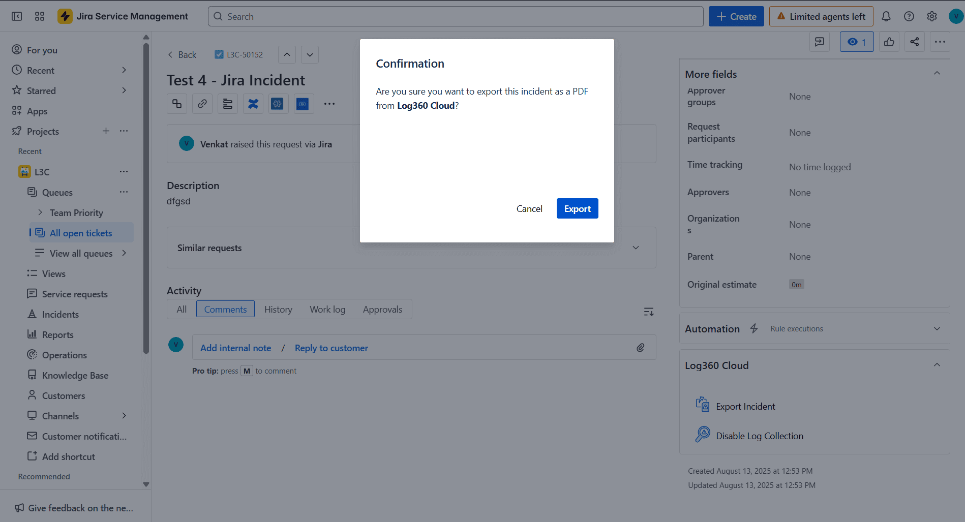 Jira Service Desk On-Demand Integration