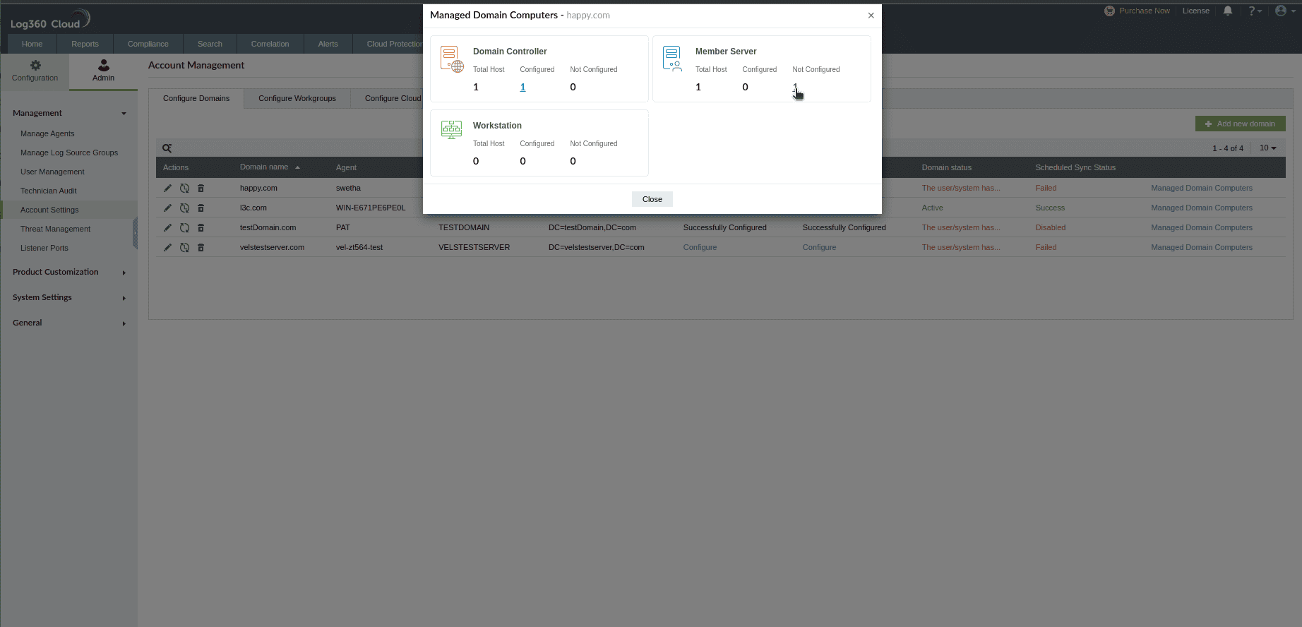 Managed domain computers