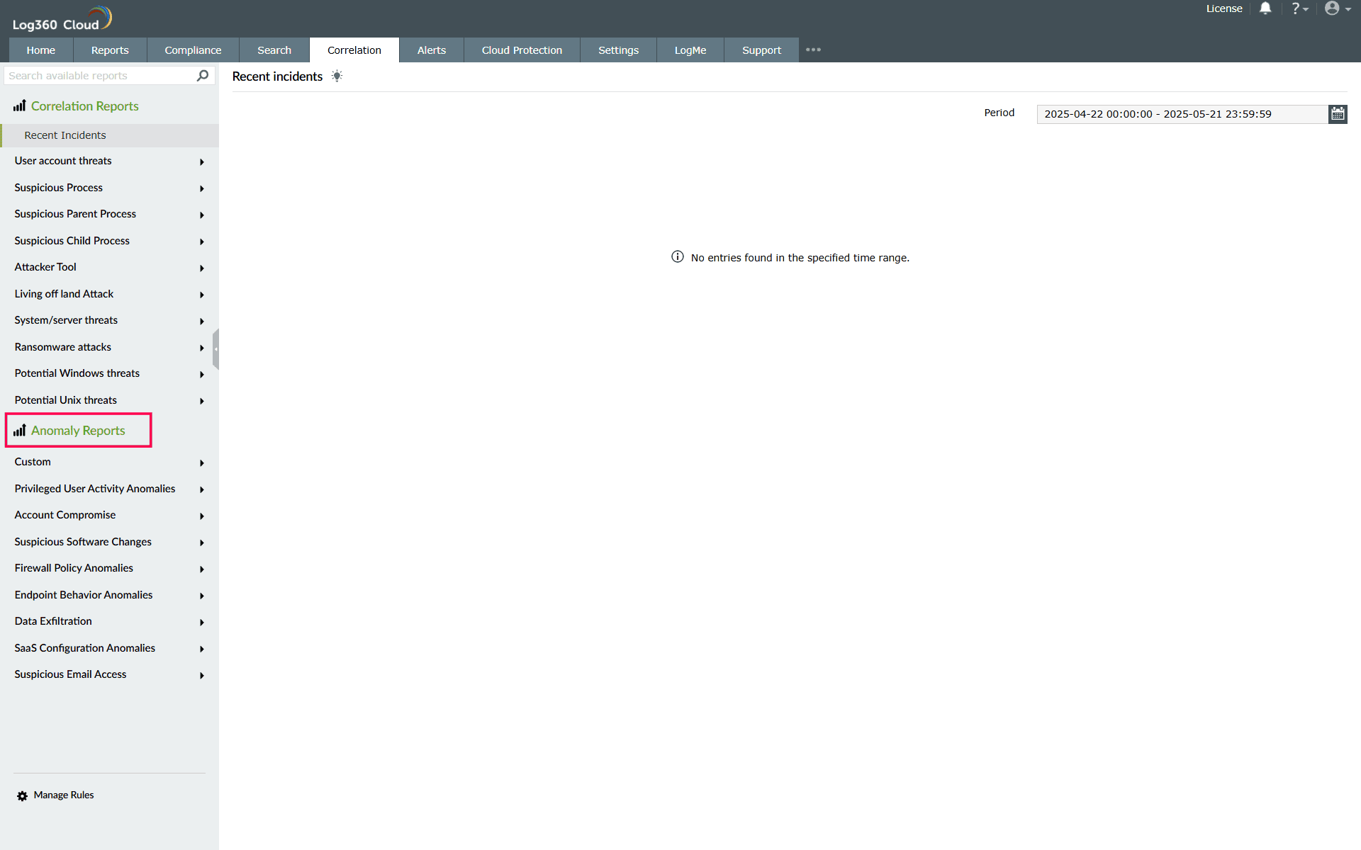Anomaly reports and alerts