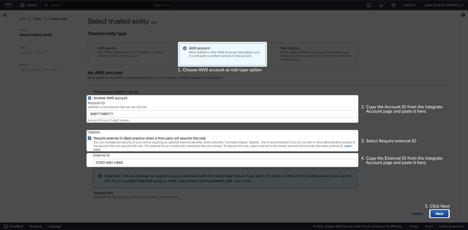 step-three provide external ID