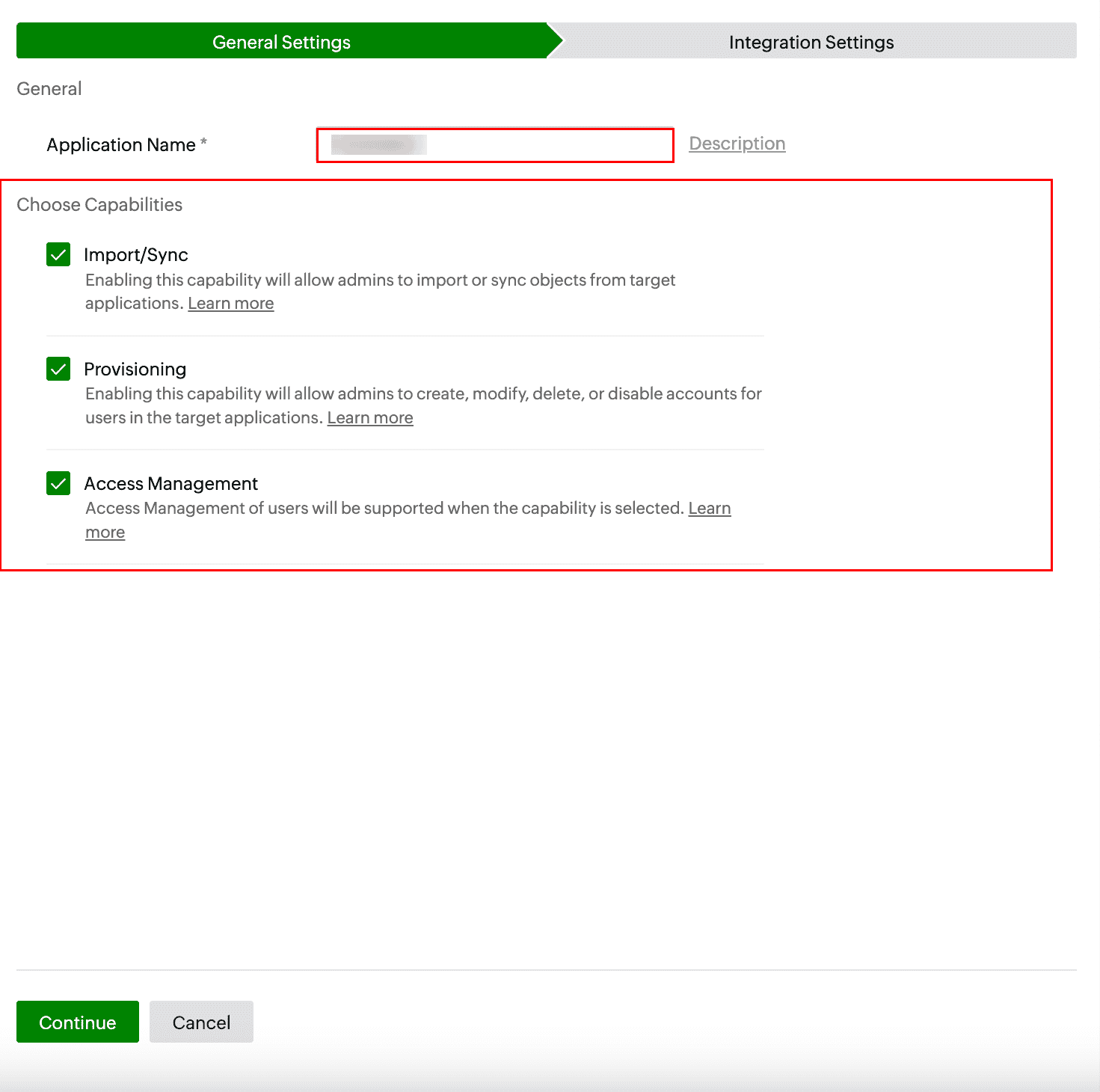 Identity360 application configuration general settings