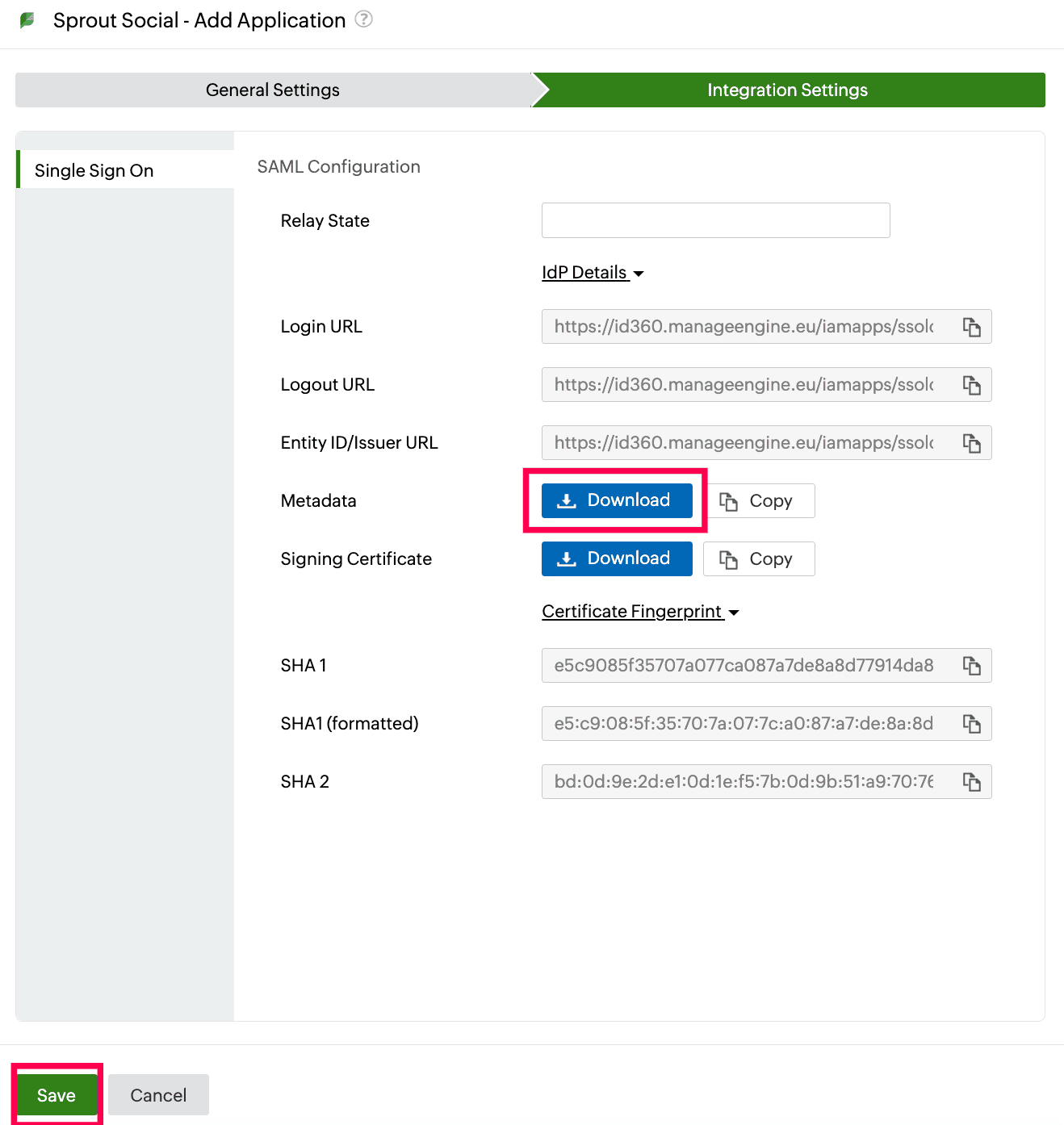 Identity360 application configuration