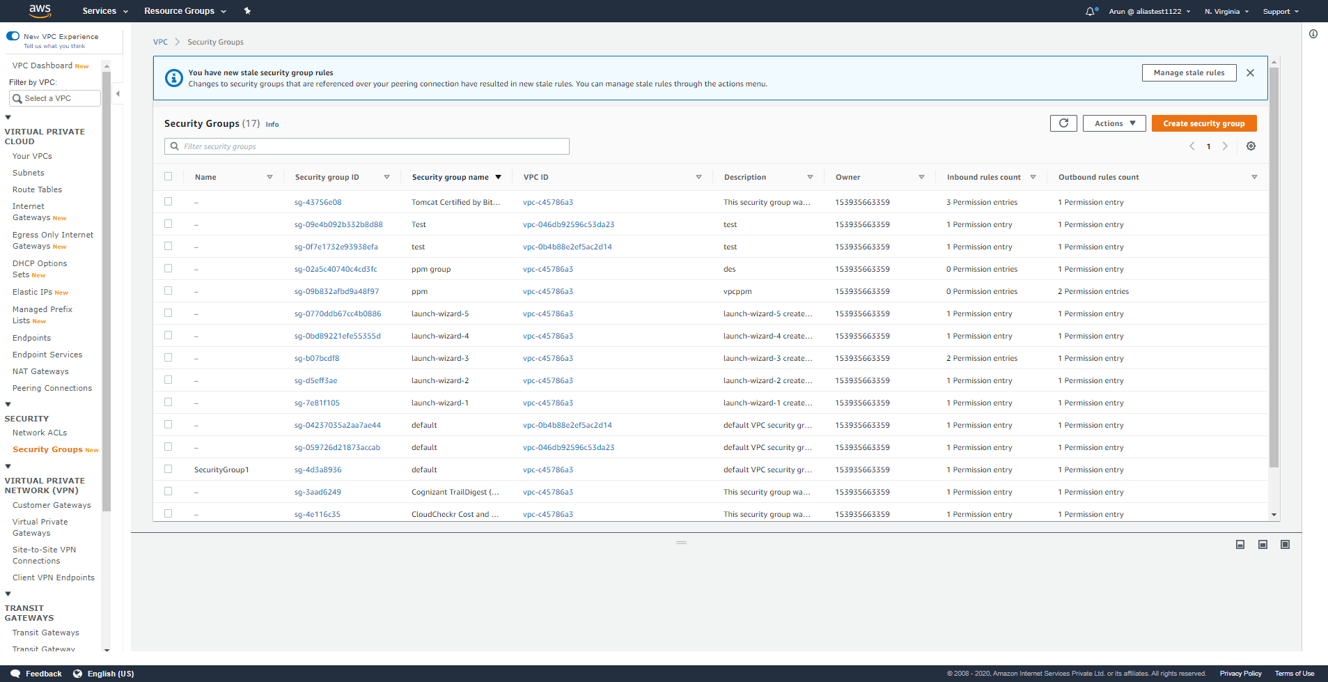 Stale security groups - Deleting or modifying a stale rule in a security group using the VPC Console