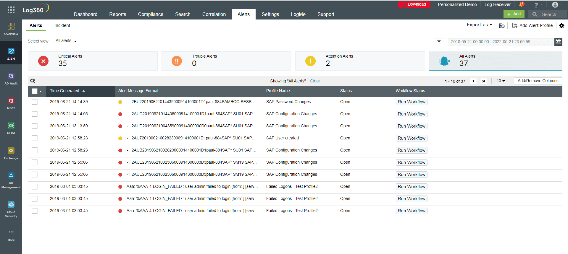 Preventing sql injection by setting up alerts that help in detecting unauthorized changes and alerting administrators to possible tampering  | ManageEngine Log360