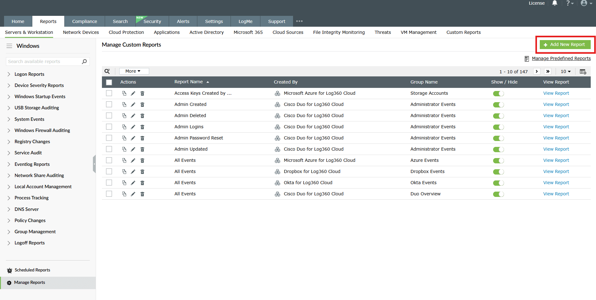 Create custom reports