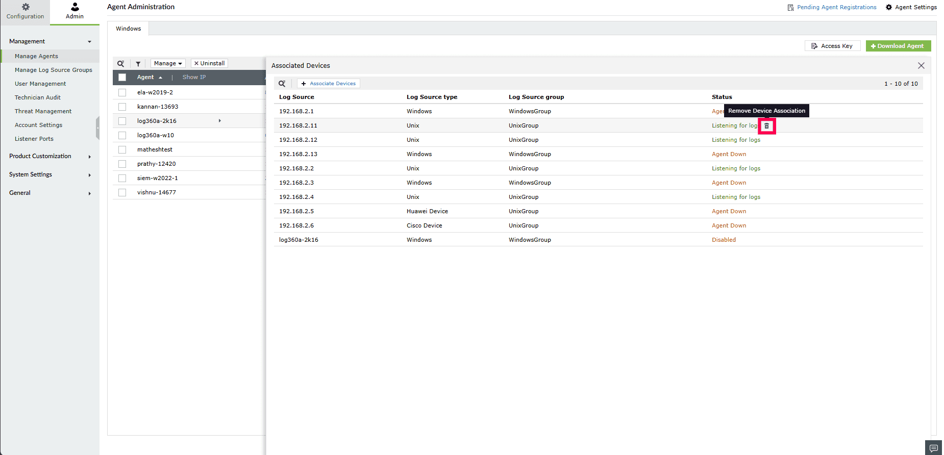Force restarting an agent