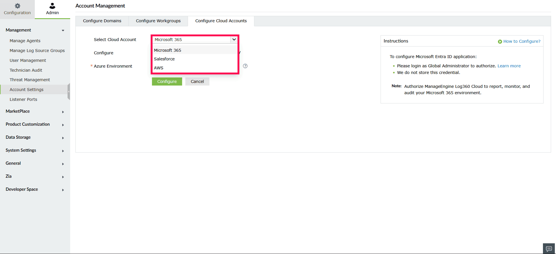 Configuring and managing