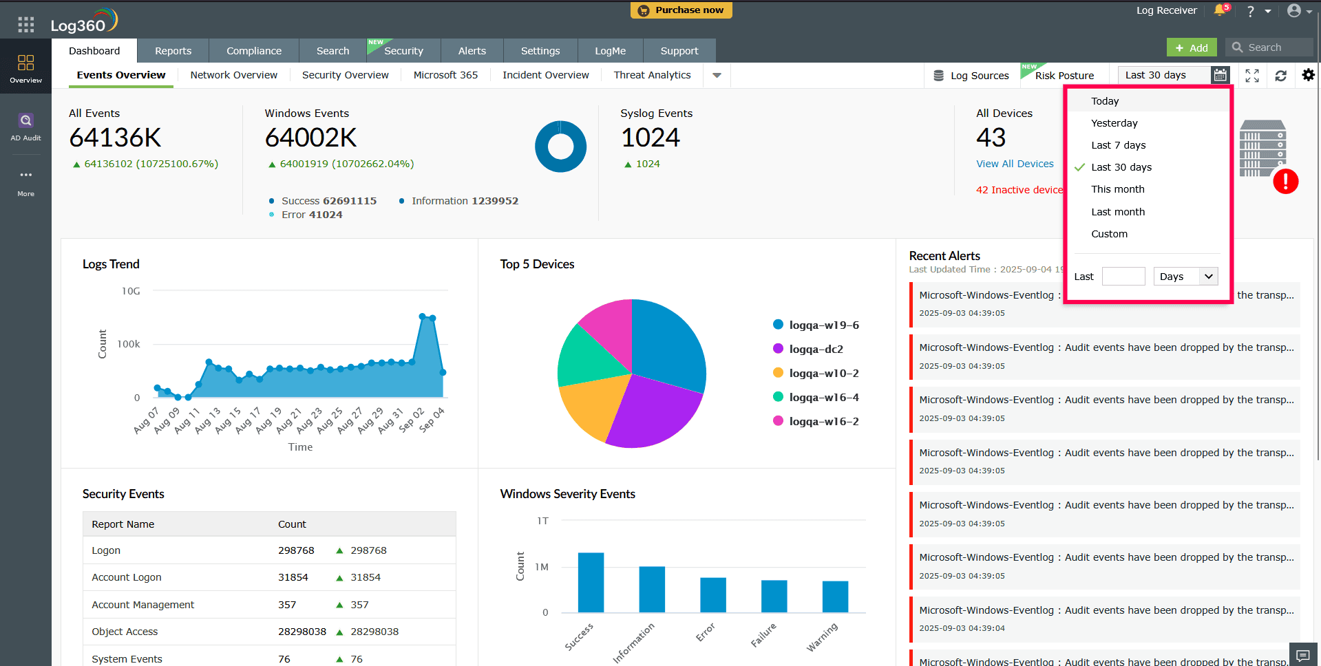 Selecting a time range