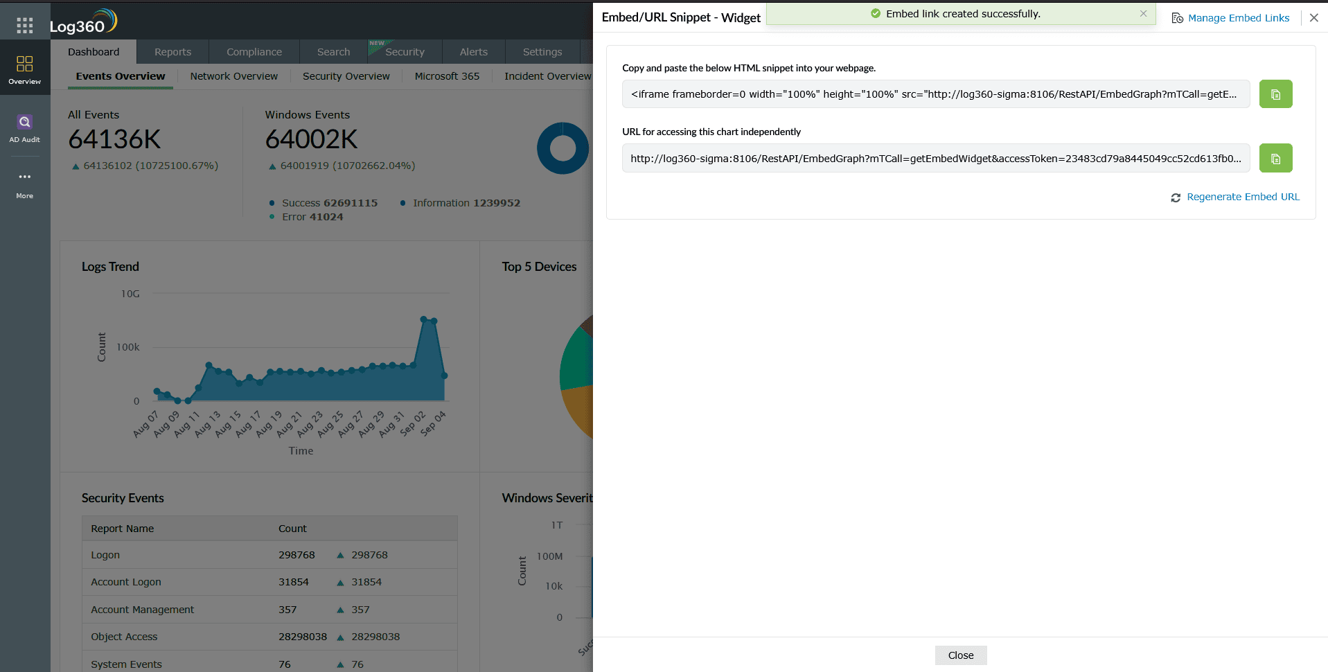 Creating Embed widget links