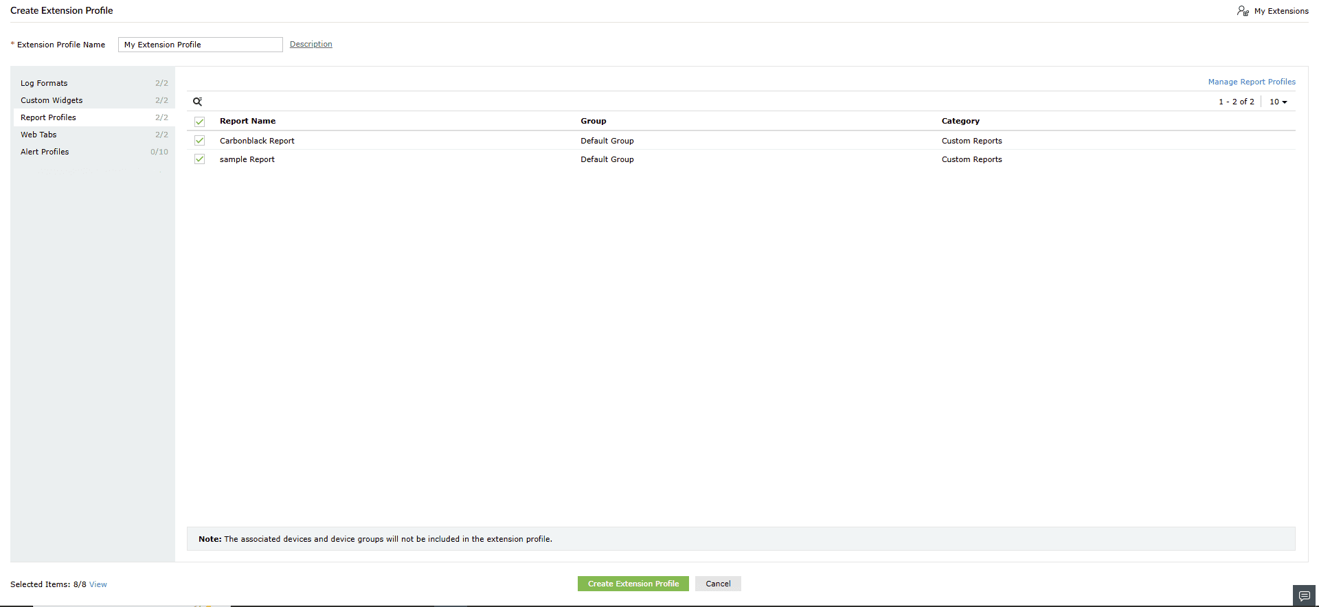 Extension Profile Generator