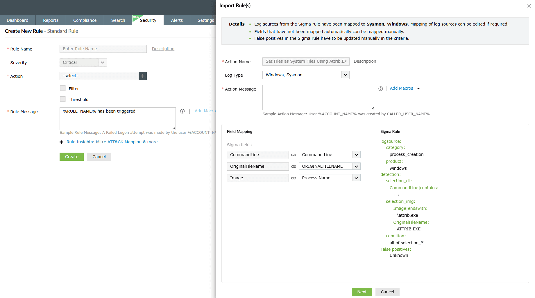 Managing rules in the manage rules module