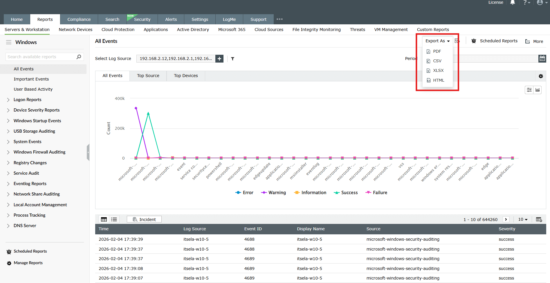 Report export and customization