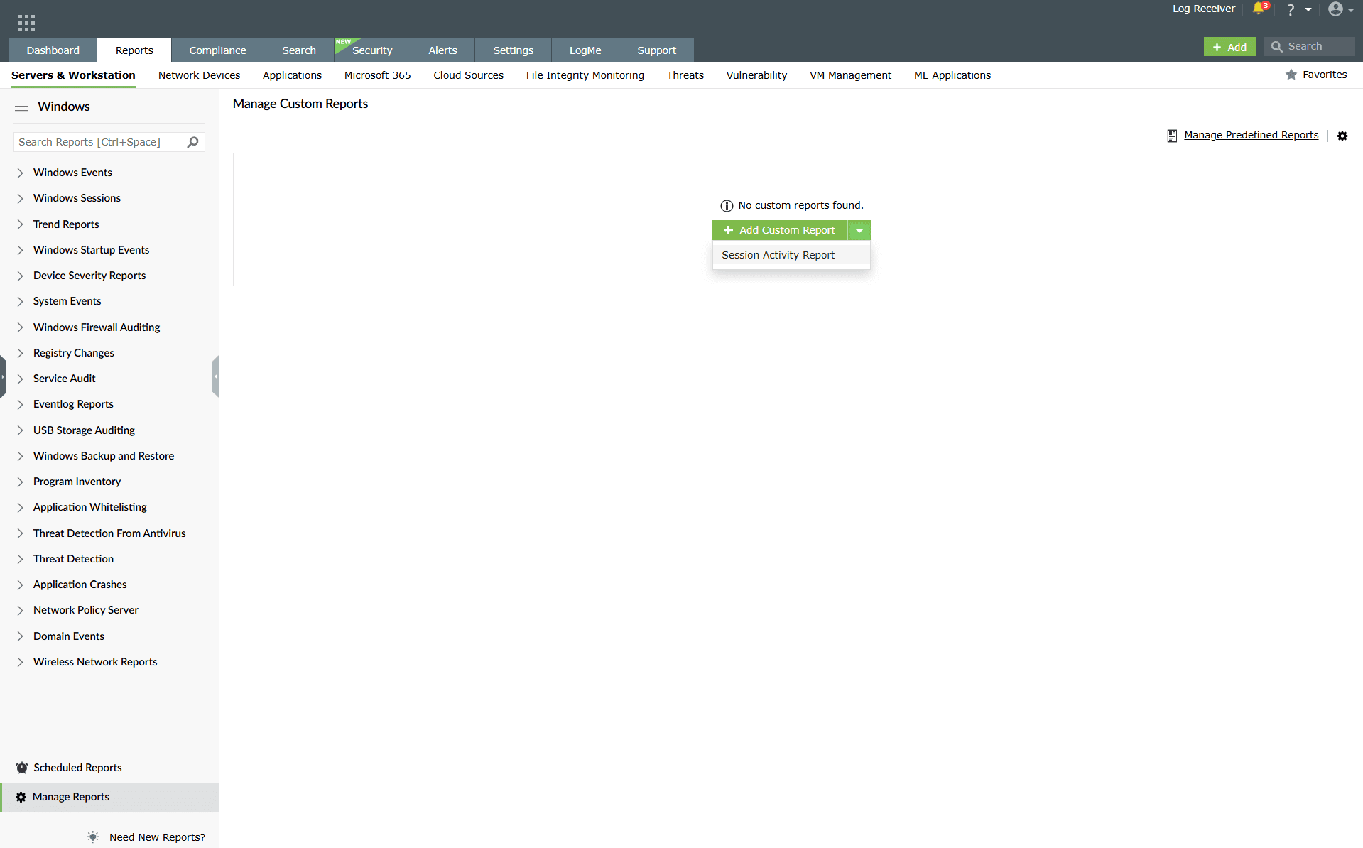 Delete scheduled reports in the manage rules module