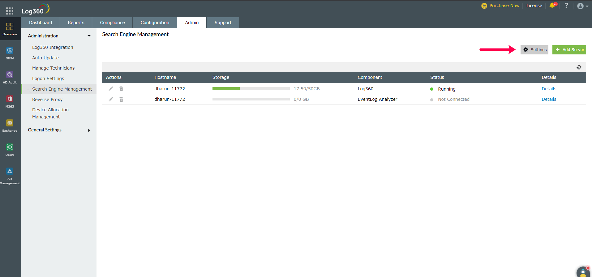 Search engine Settings