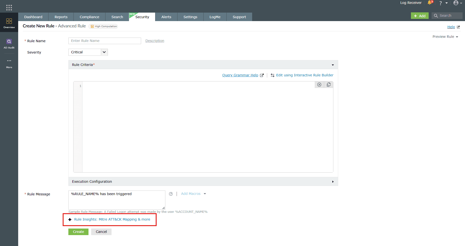 Configuring the rule information