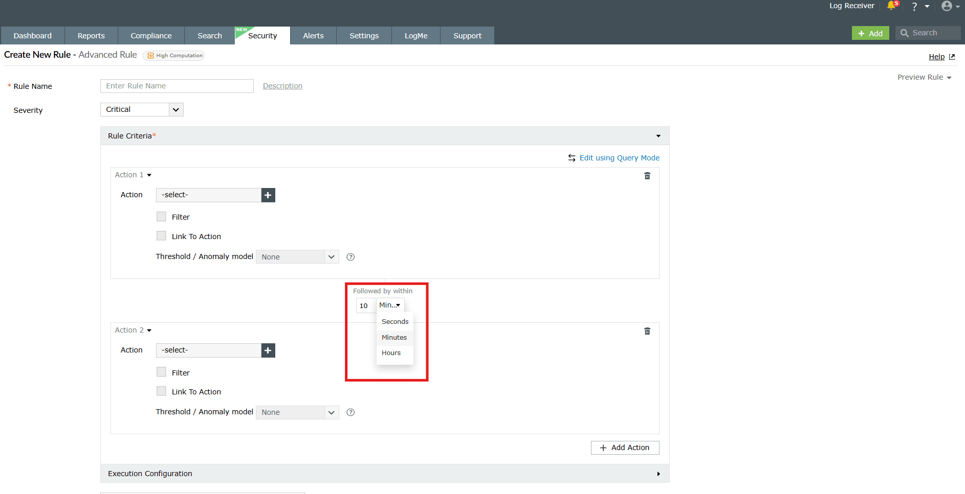 Configuring the execution mode