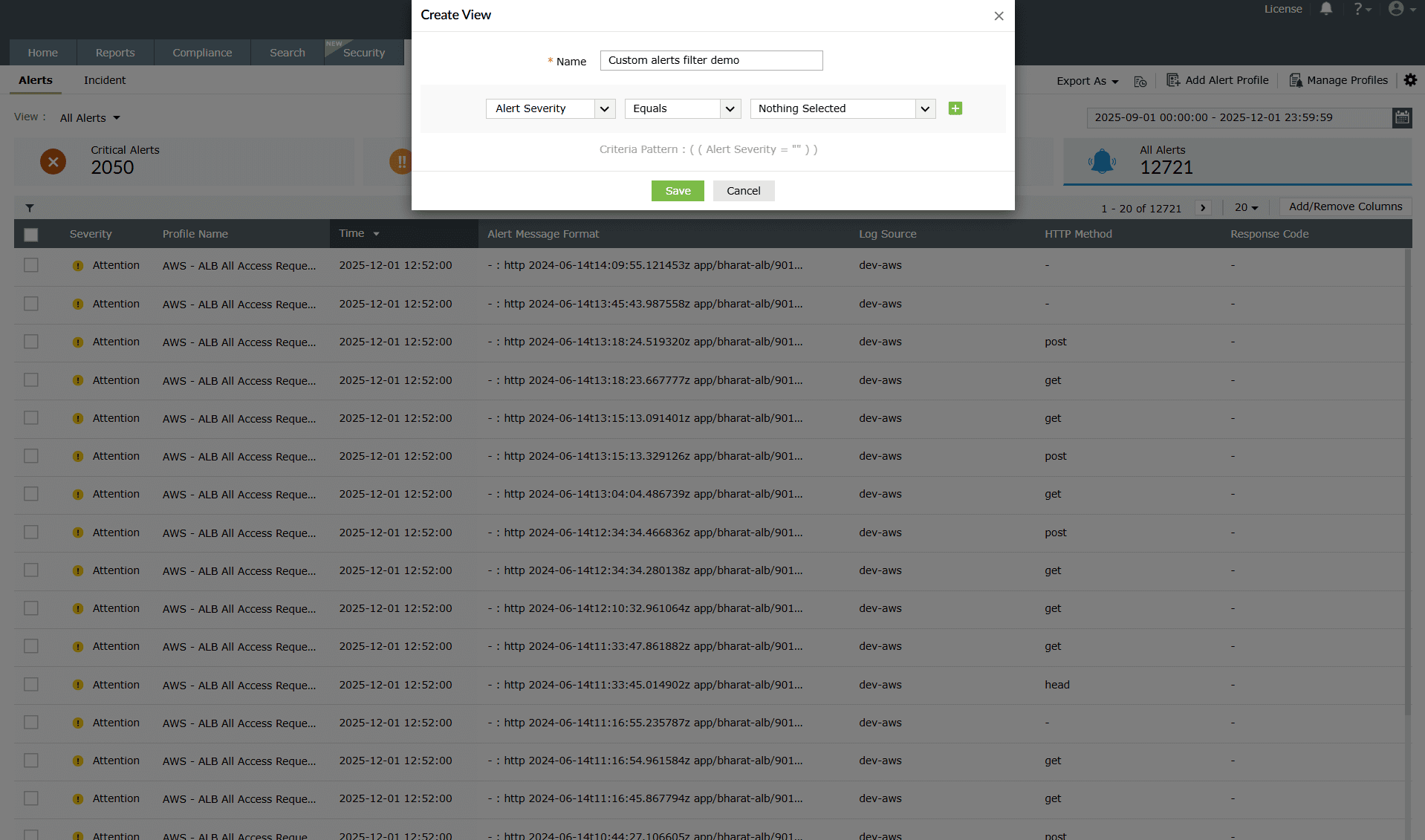 View Log Alerts