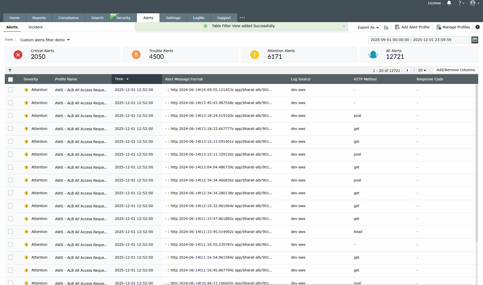 View Log Alerts