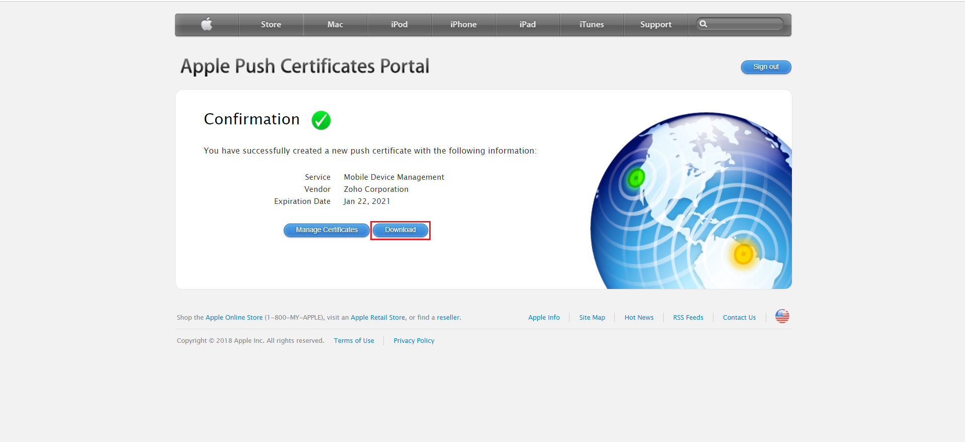 Step 4: Generating Apple Push Notifications Certificate