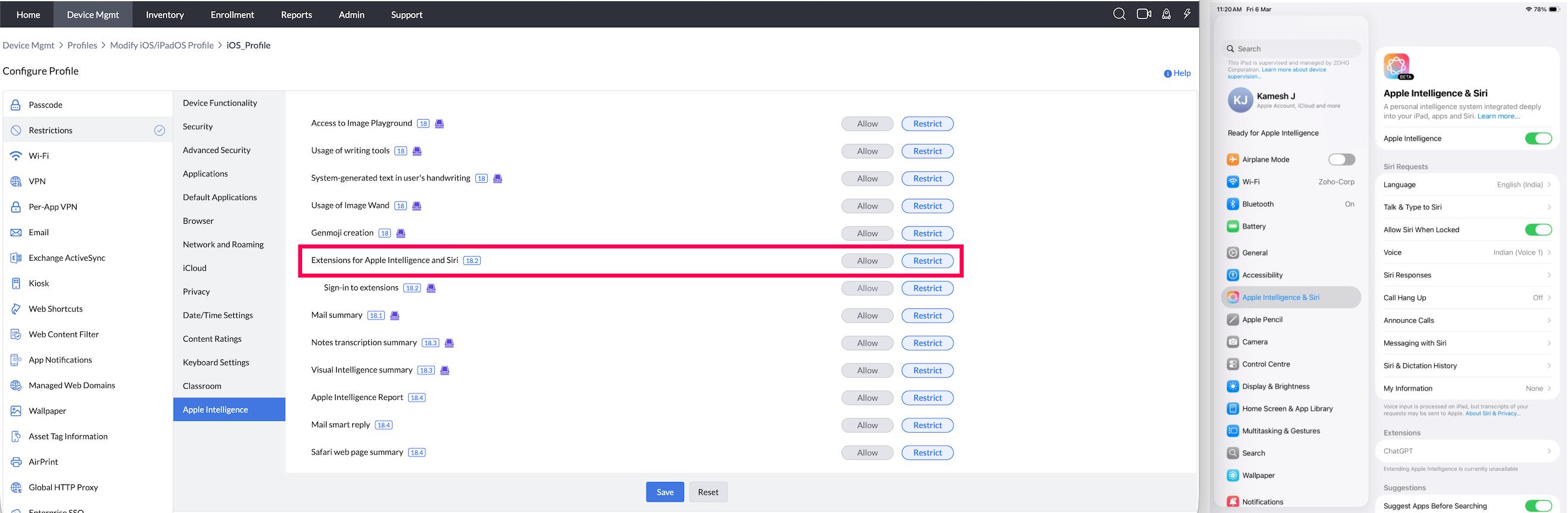 Extends Apple Intelligence & Siri