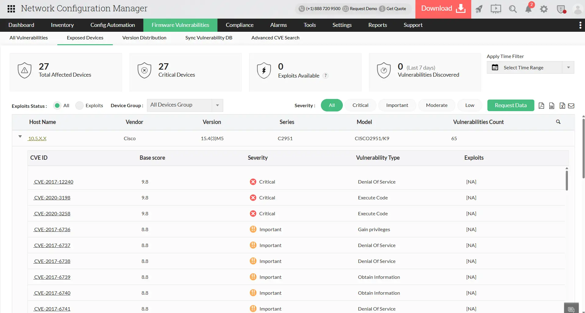 Firmware vulnerability management - ManageEngine Network Configuration Manager