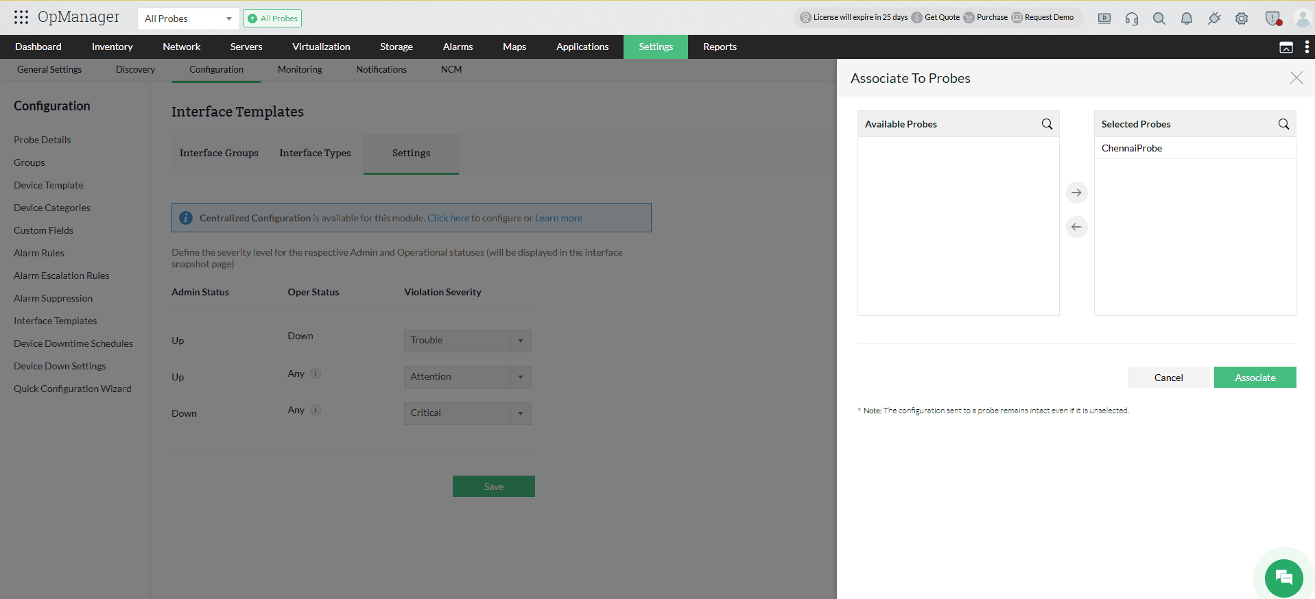 Interface templates probes