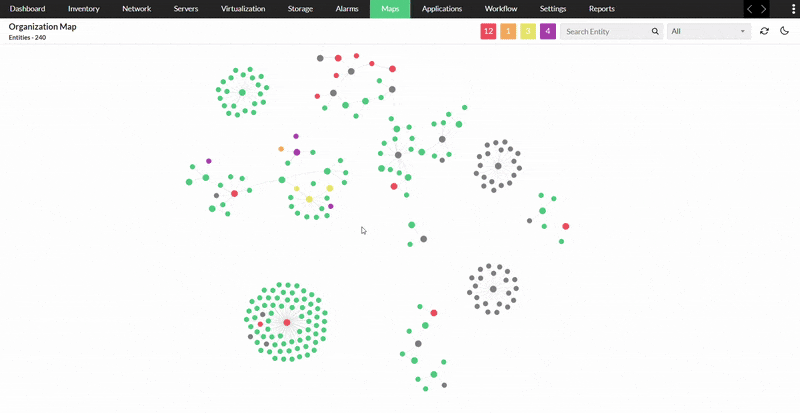 view connections, organization map-ManageEngine OpManager