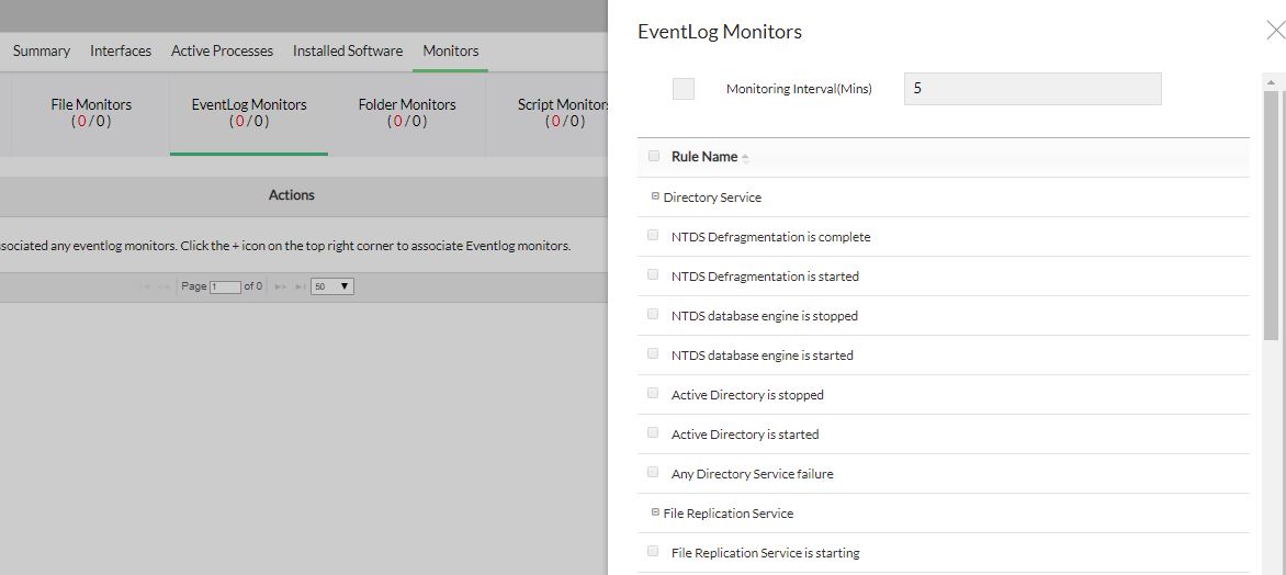 Event log Associate monitors
