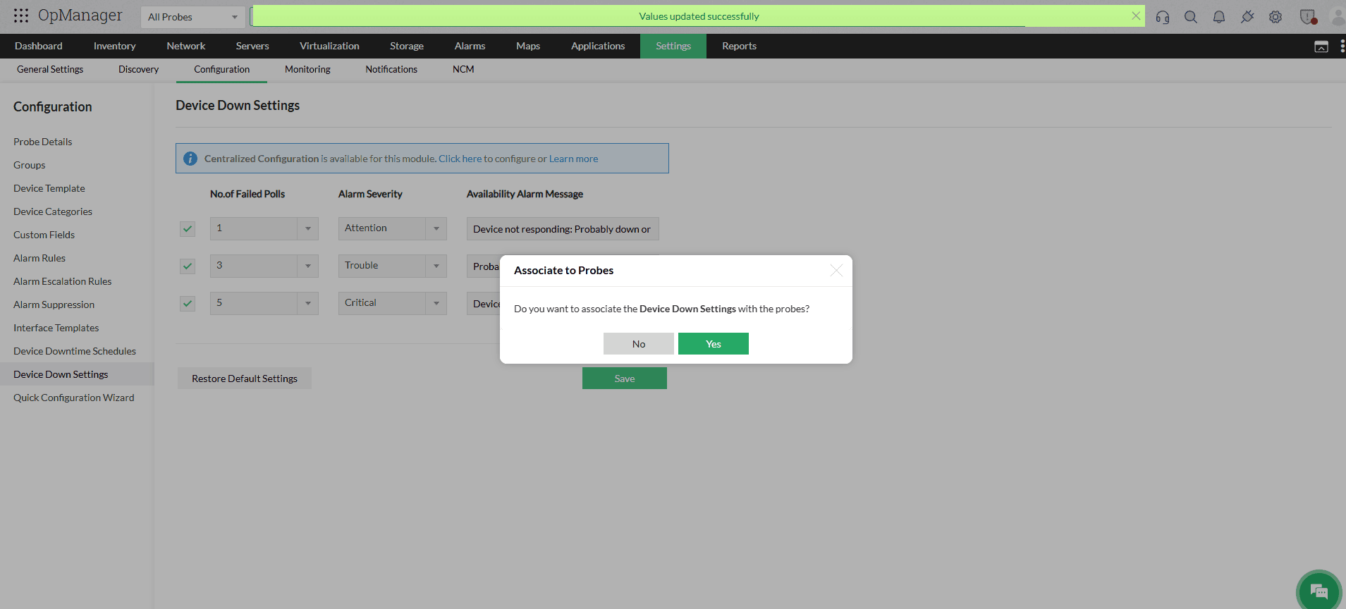 Device Down Association