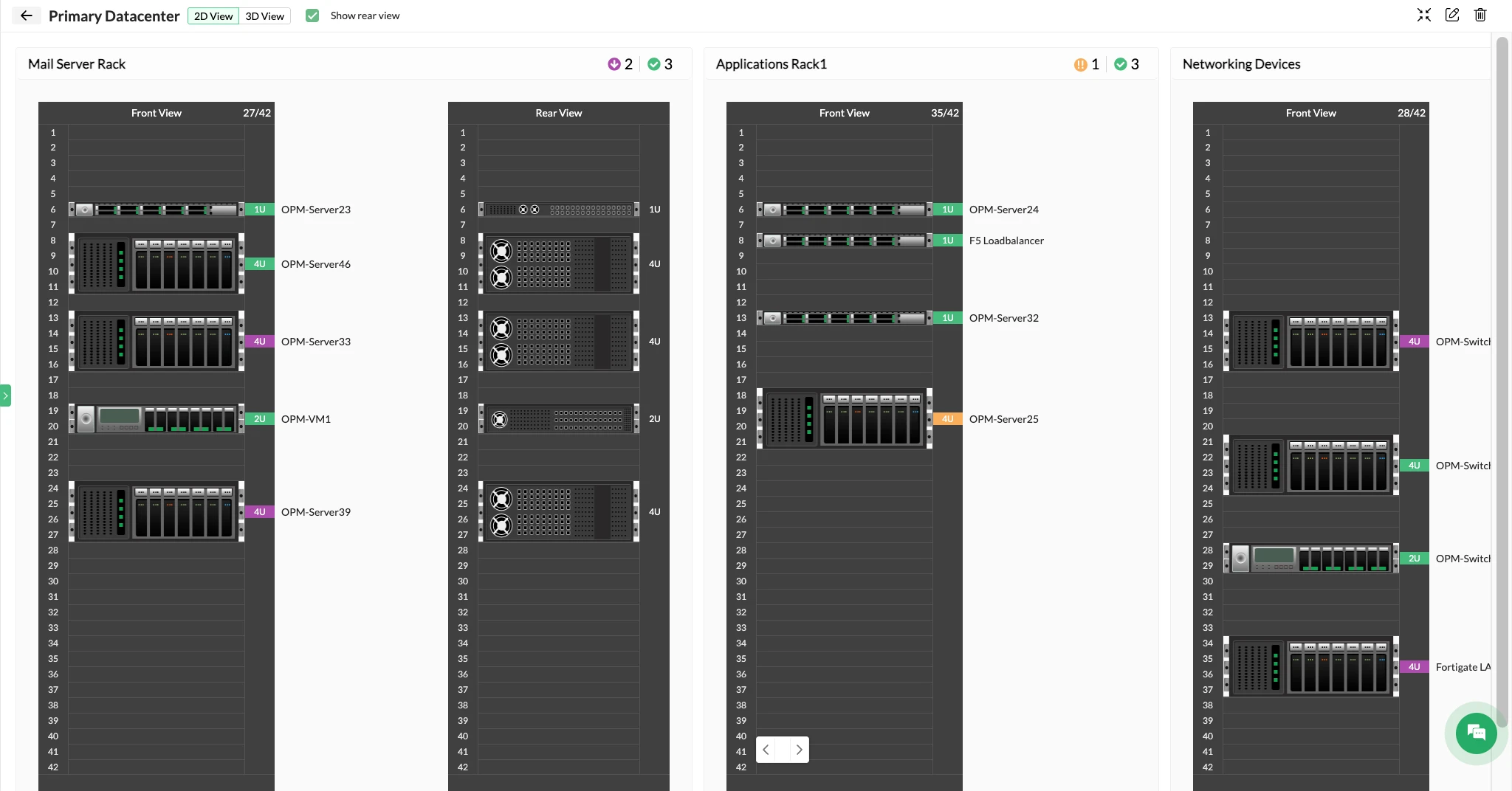 3D Floor and Rack Views