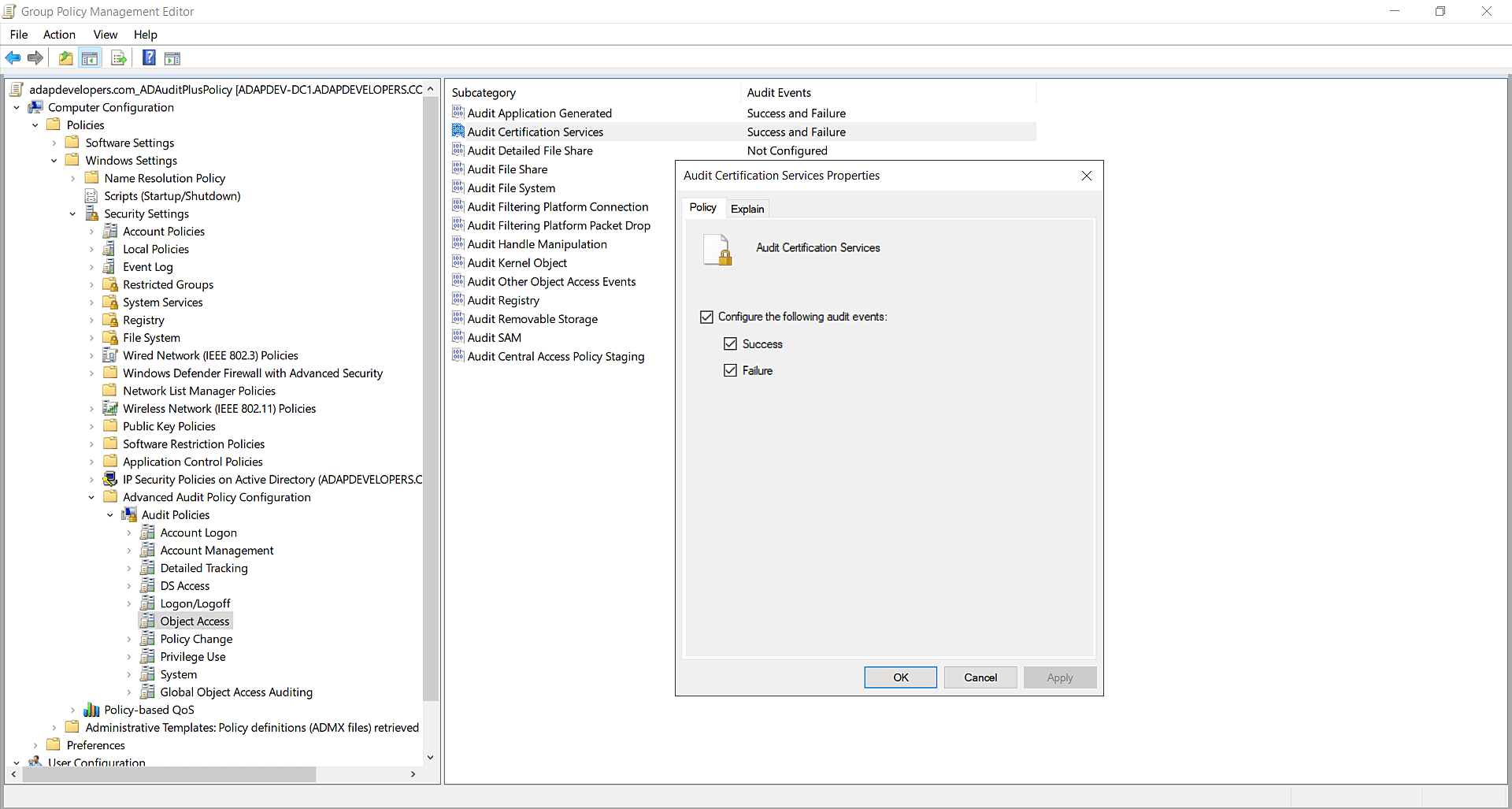Configure AD CS auditing