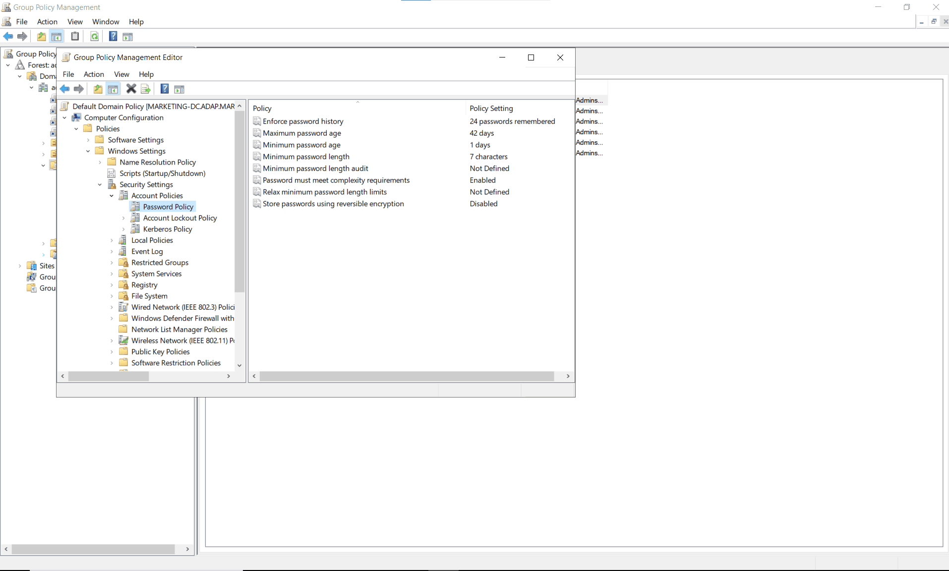 Change AD password policy