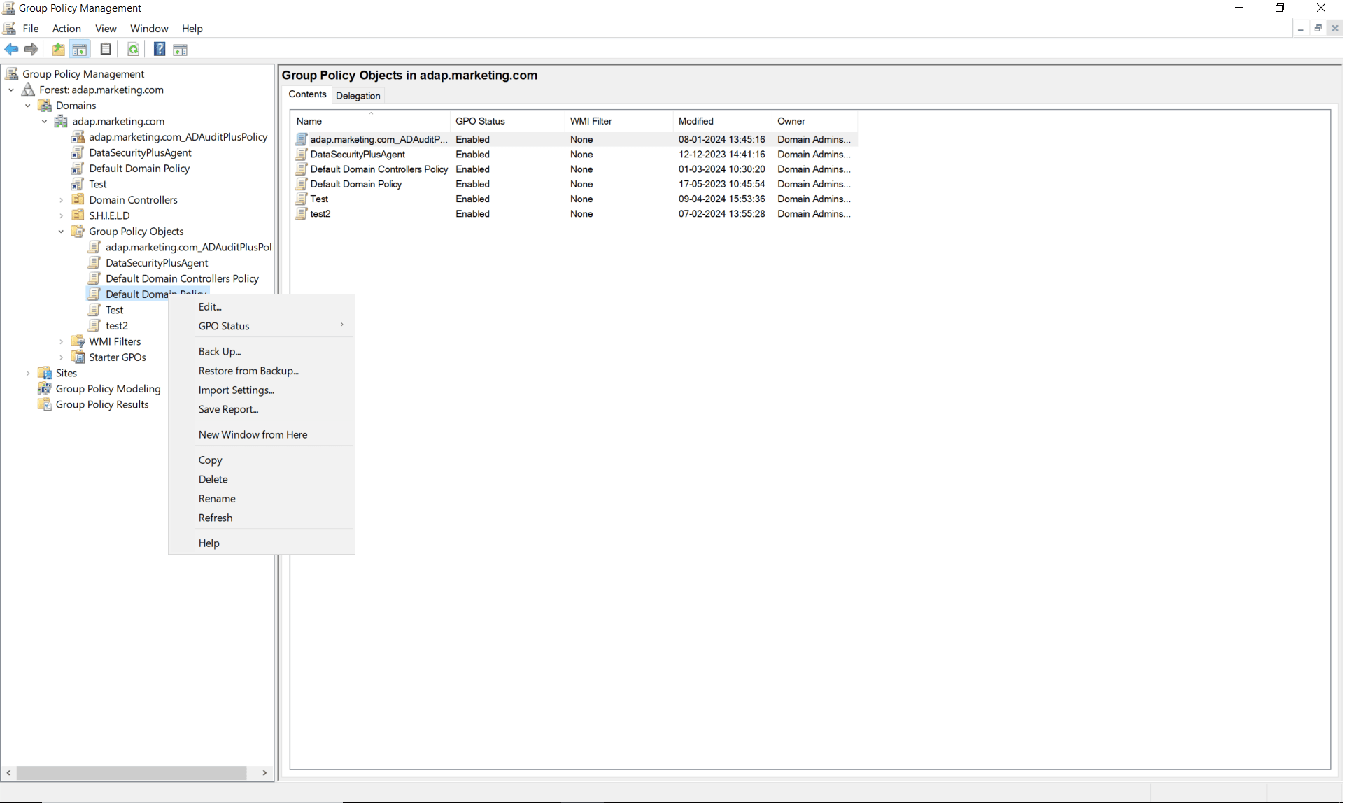 Change AD password policy