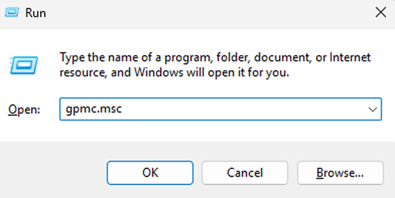 Windows Run with gpmc.msc command