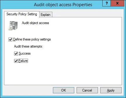 Audit object access policy properties