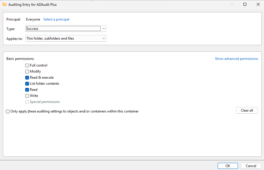 Auditing Entry properties