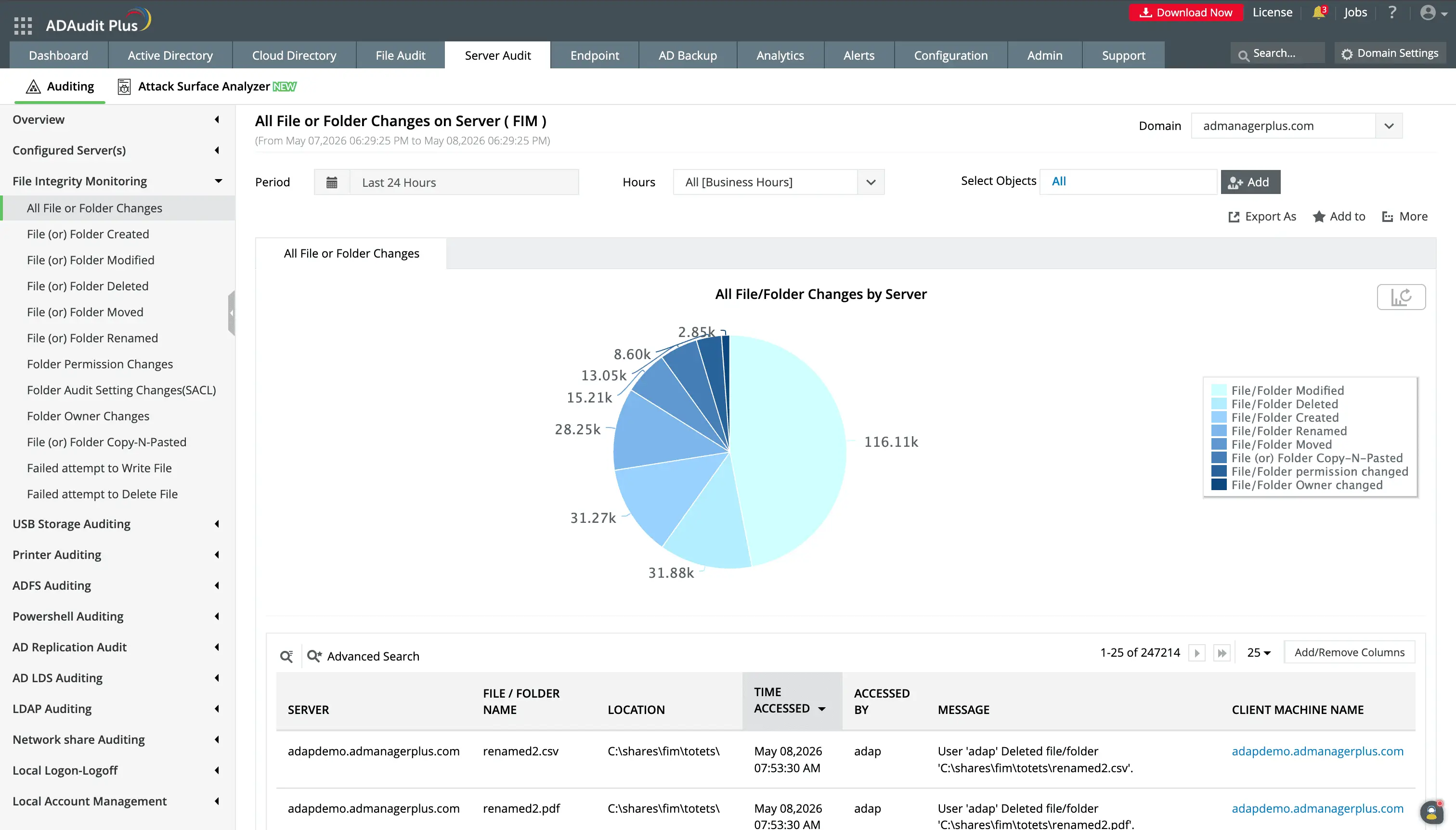 Detect changes in FIM folders in real time