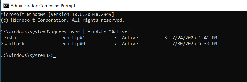 View logged-on users using CMD