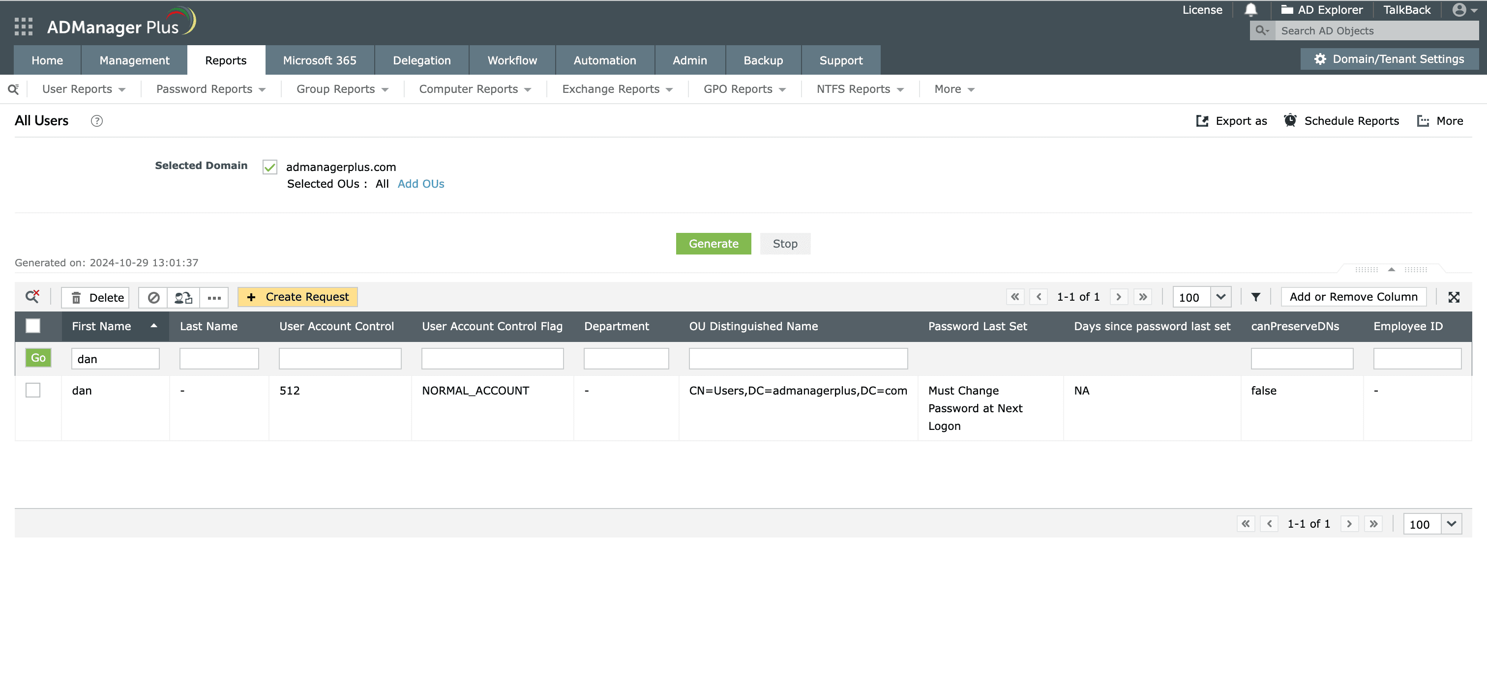 How to search AD users in ADManager Plus