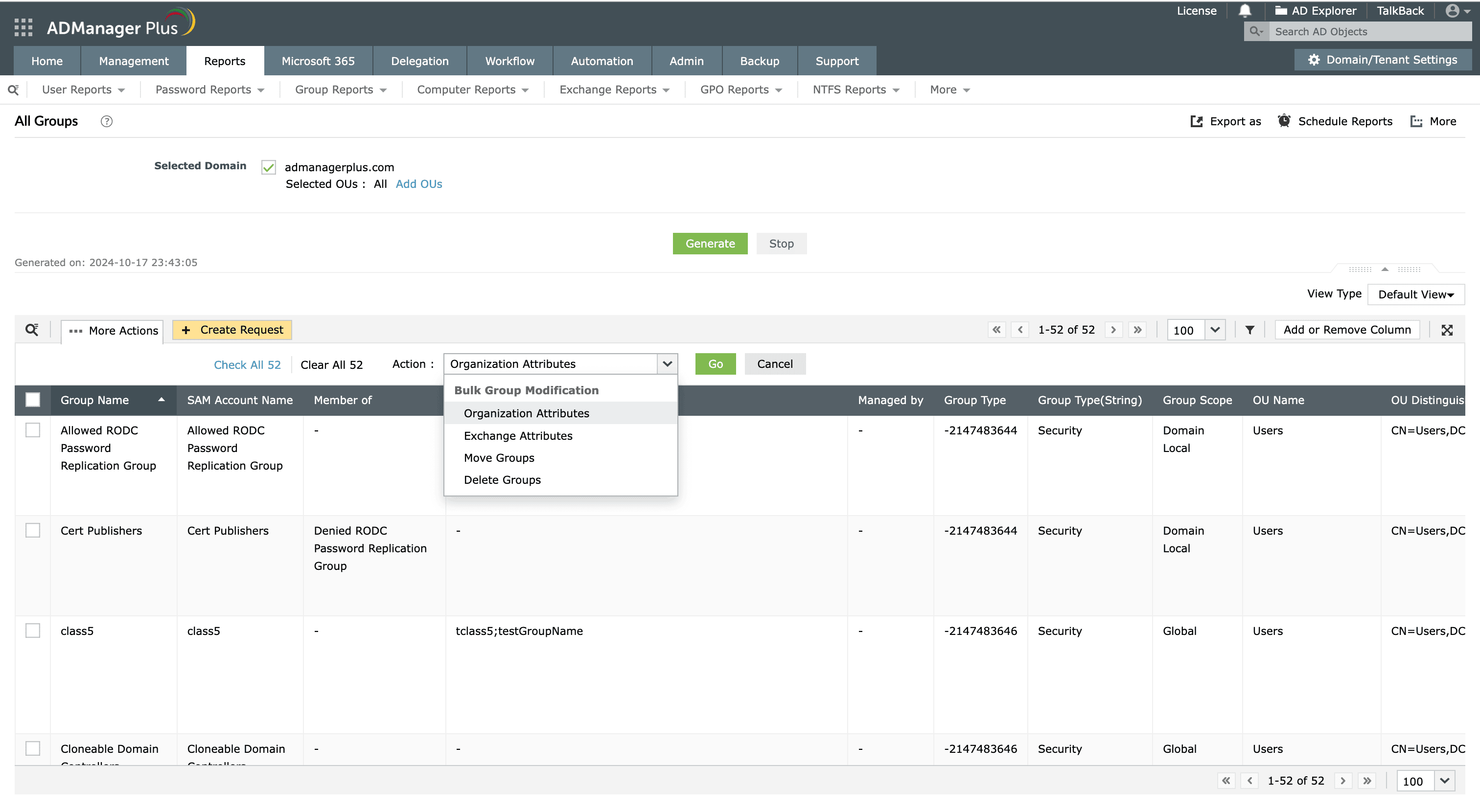 How to view All Groups report in ADManager Plus
