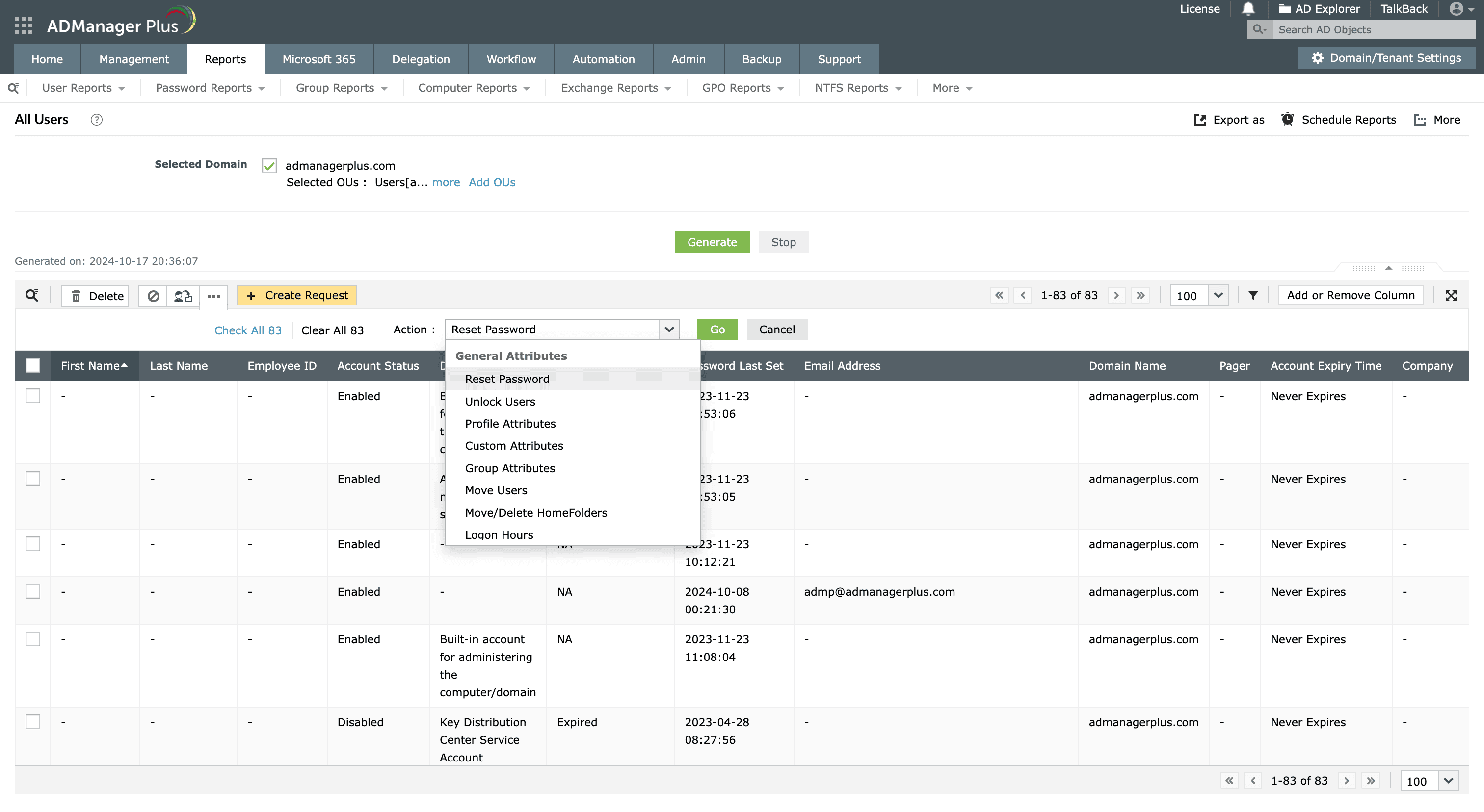 How to view all users in ADManager Plus