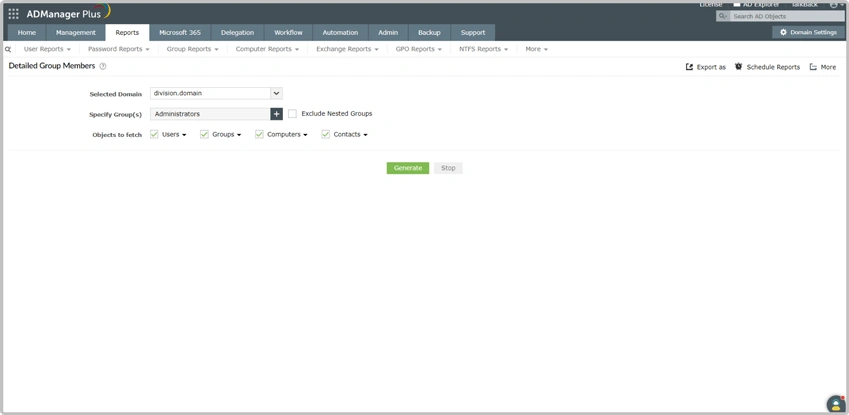 Select Domain and Groups