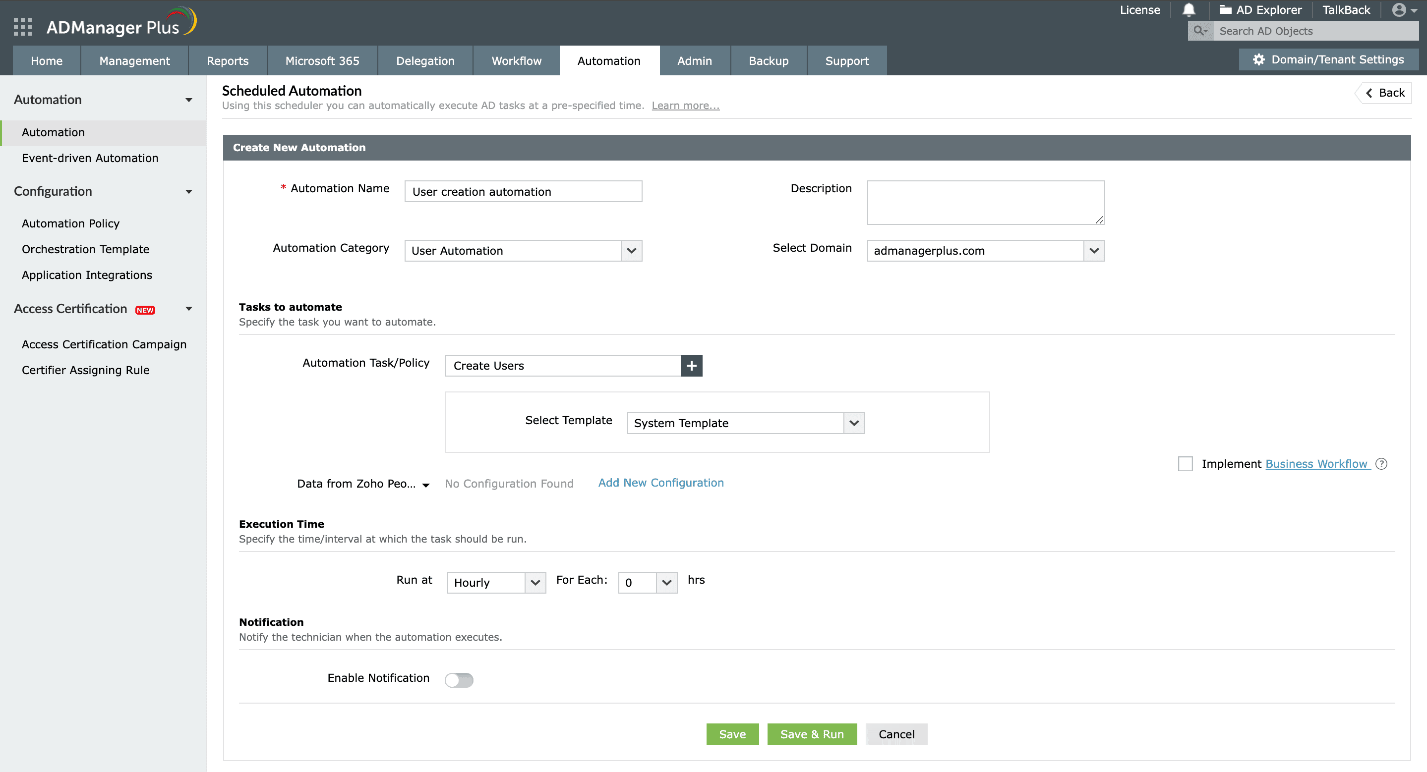 Creating user accounts in bulk using ADManager Plus' powerful automations