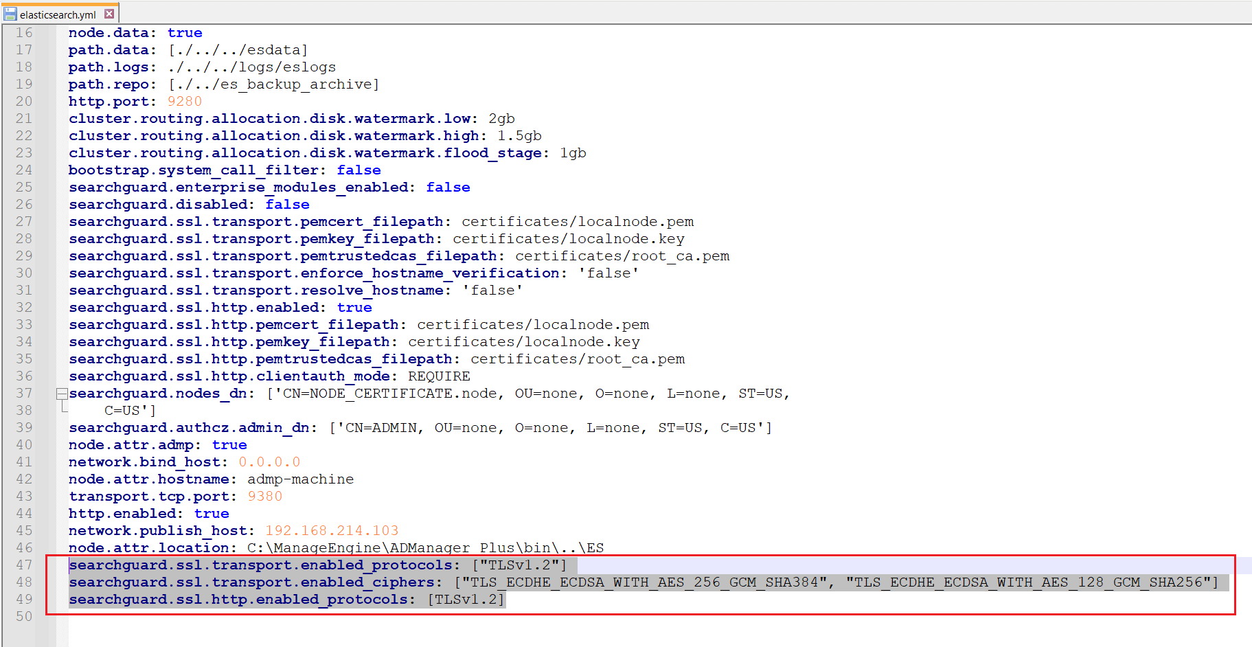 How to configure the SSL/TLS Settings for Elasticsearch