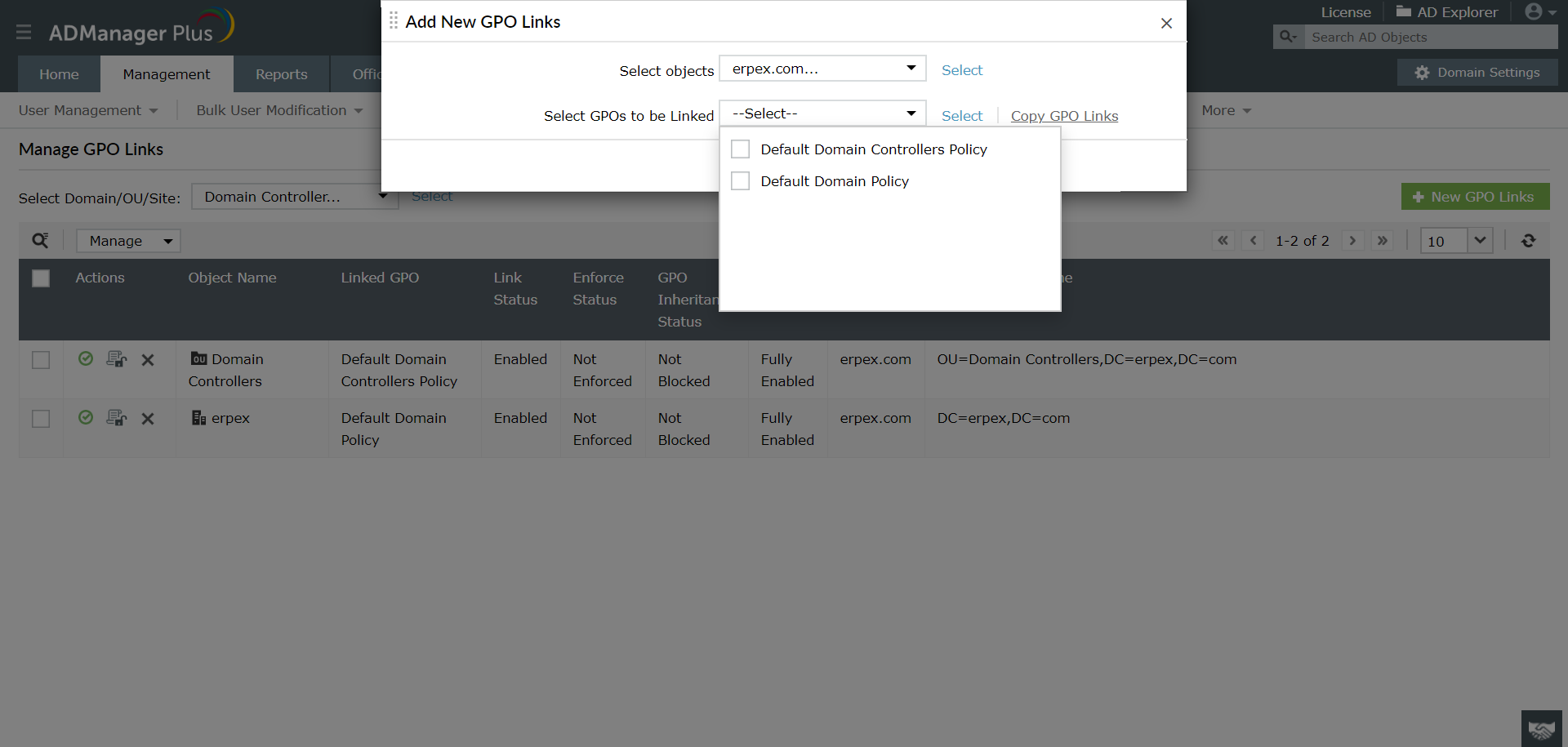 Windows Active Directory GPO management ADManager Plus